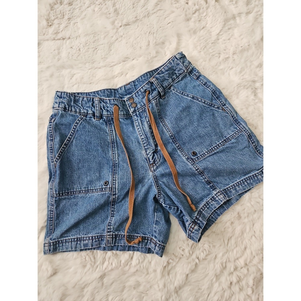 Vintage Riders by Lee Cargo Denim Shorts Drawstring High Waist Utility 12